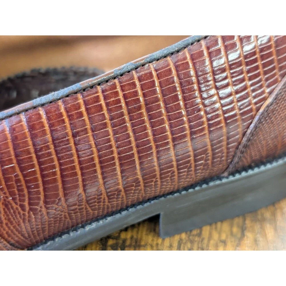 Stacy Adams Santana Tassel Loafers Men’s 8.5 M Cognac Brown Snake Leather 23121